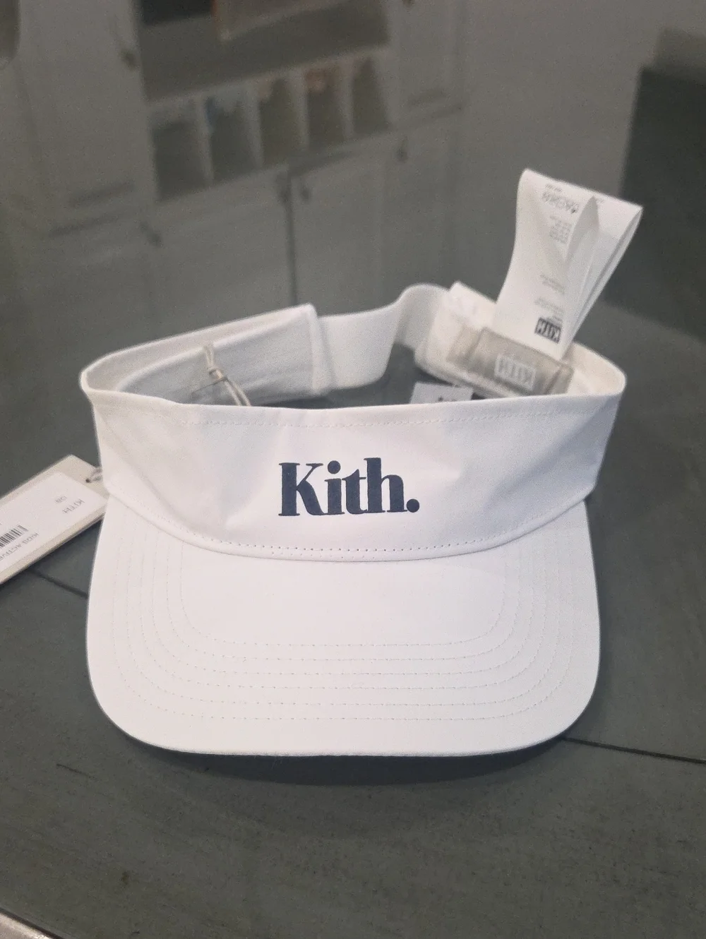 Kith Kids White Visor with Navy Logo